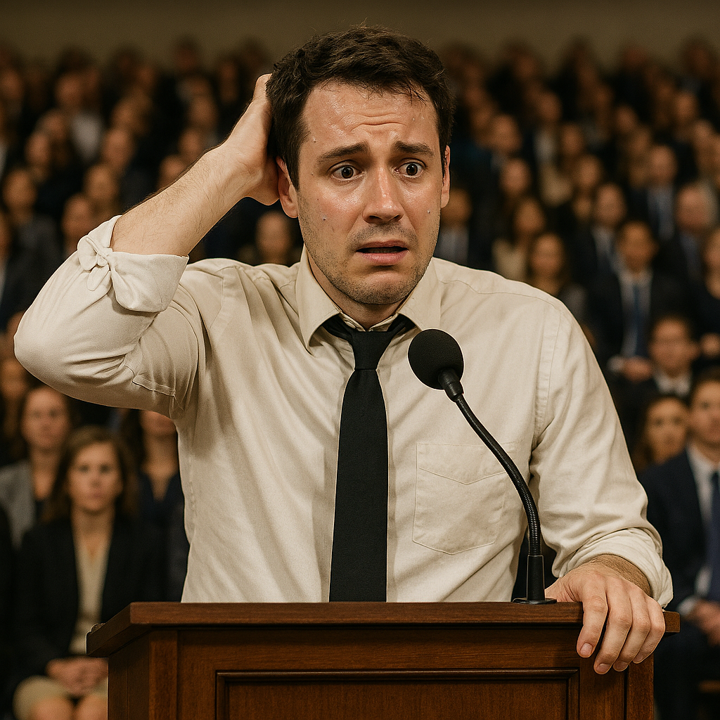 Nervouse Public Speaker - Man Public Speaking...Yikes!
